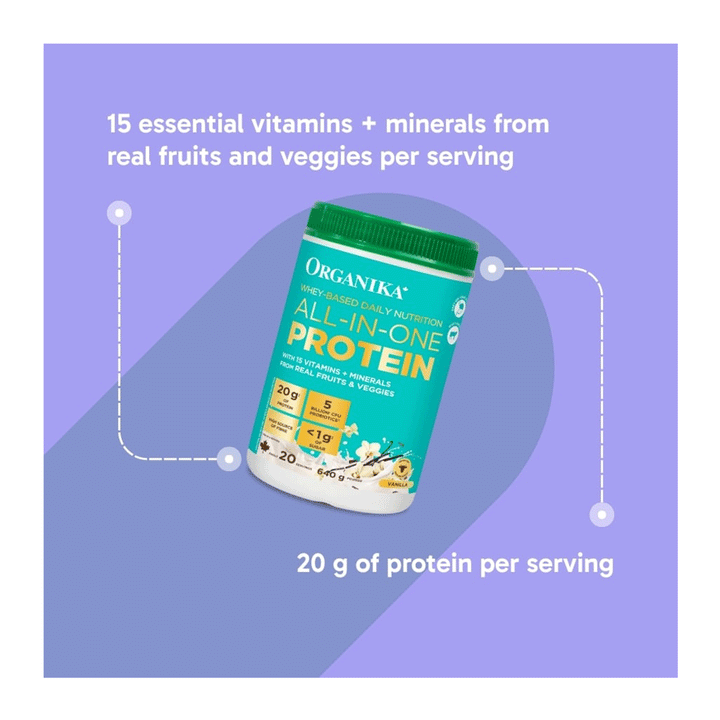 Organika Whey-Based Daily Nutrition All-In-One Protein - Vanilla, 640g