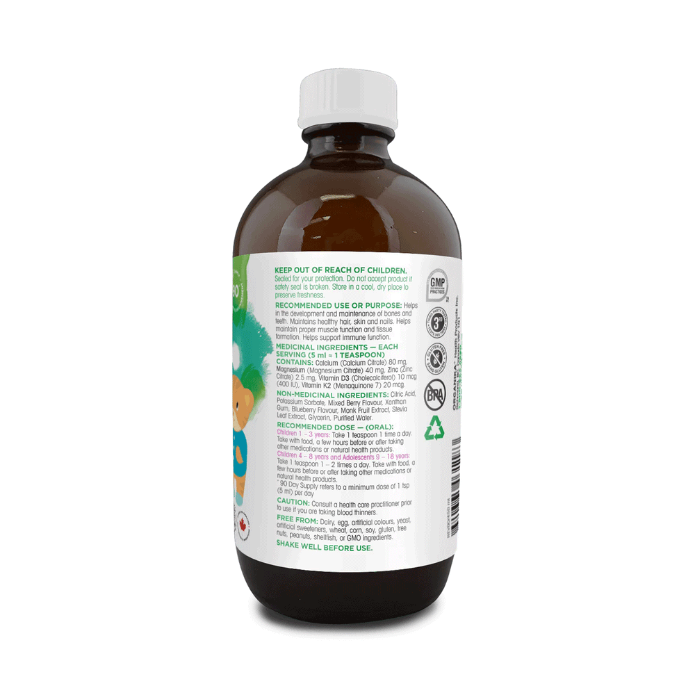 Organika Kids Liquid Calcium PLUS With Vitamins D3 & K2, 450ml