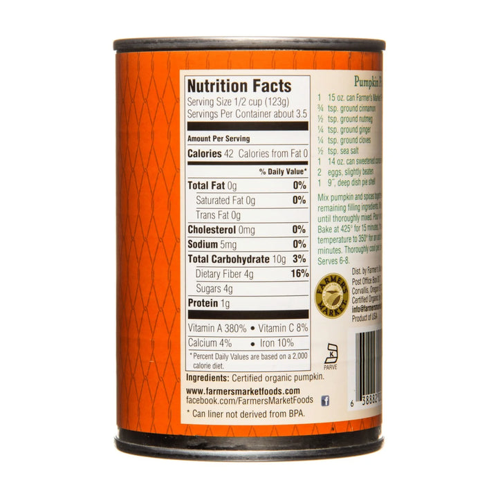 Farmer's Market Organic Pumpkin Puree, 398ml