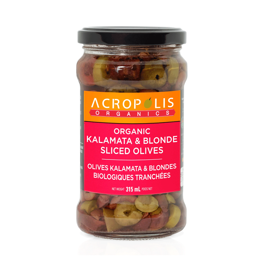 Acropolis Organics Kalamata & Blonde Sliced Olives, 315ml