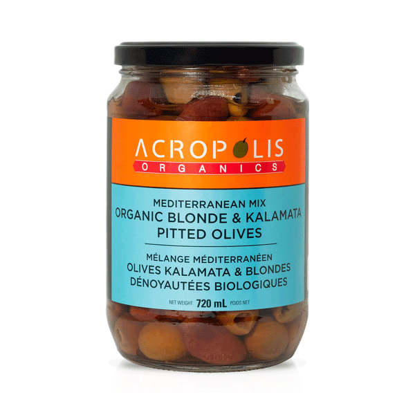 Acropolis Organics Mediterranean Mix Pitted Olives, 720ml