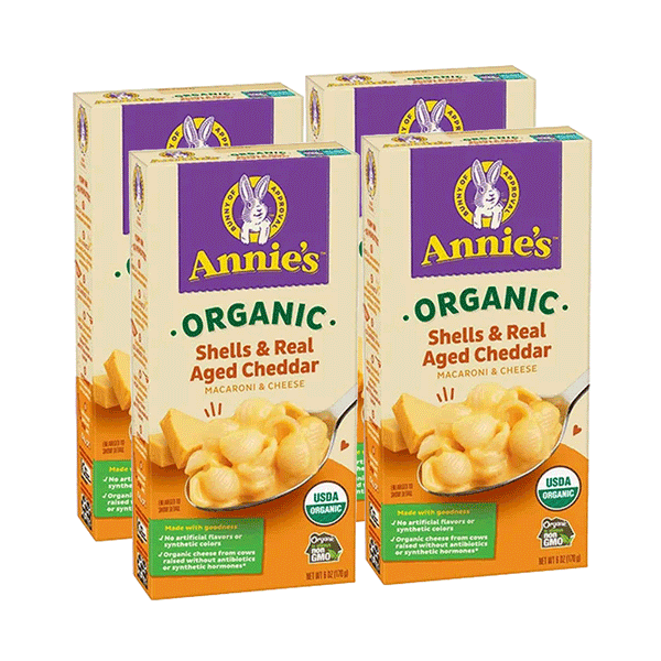 Annie's Organic Shells & Real Aged Cheddar Mac & Cheese, 4x170g
