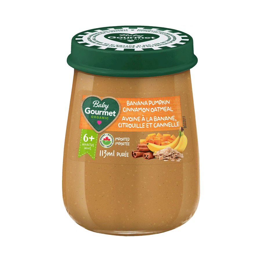 Baby Gourmet Organic Banana Pumpkin Cinnamon Oatmeal Baby Food Jar, 113ml