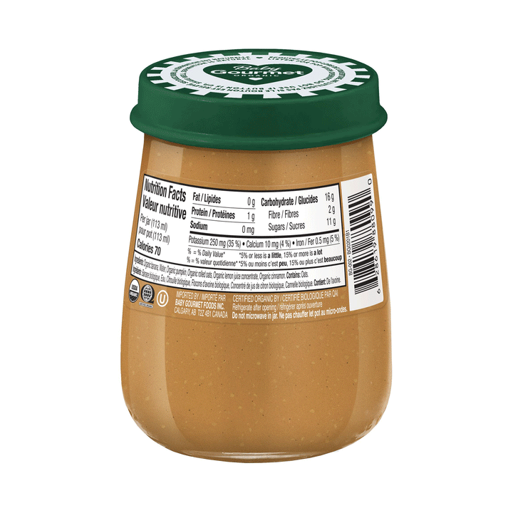 Baby Gourmet Organic Banana Pumpkin Cinnamon Oatmeal Baby Food Jar, 113ml