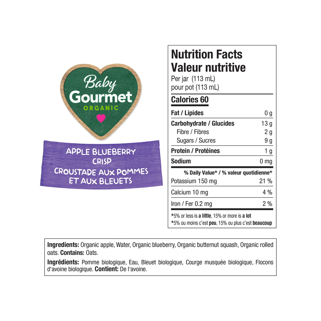 Baby Gourmet Organic Apple Blueberry Crisp Baby Food Jar, 113ml