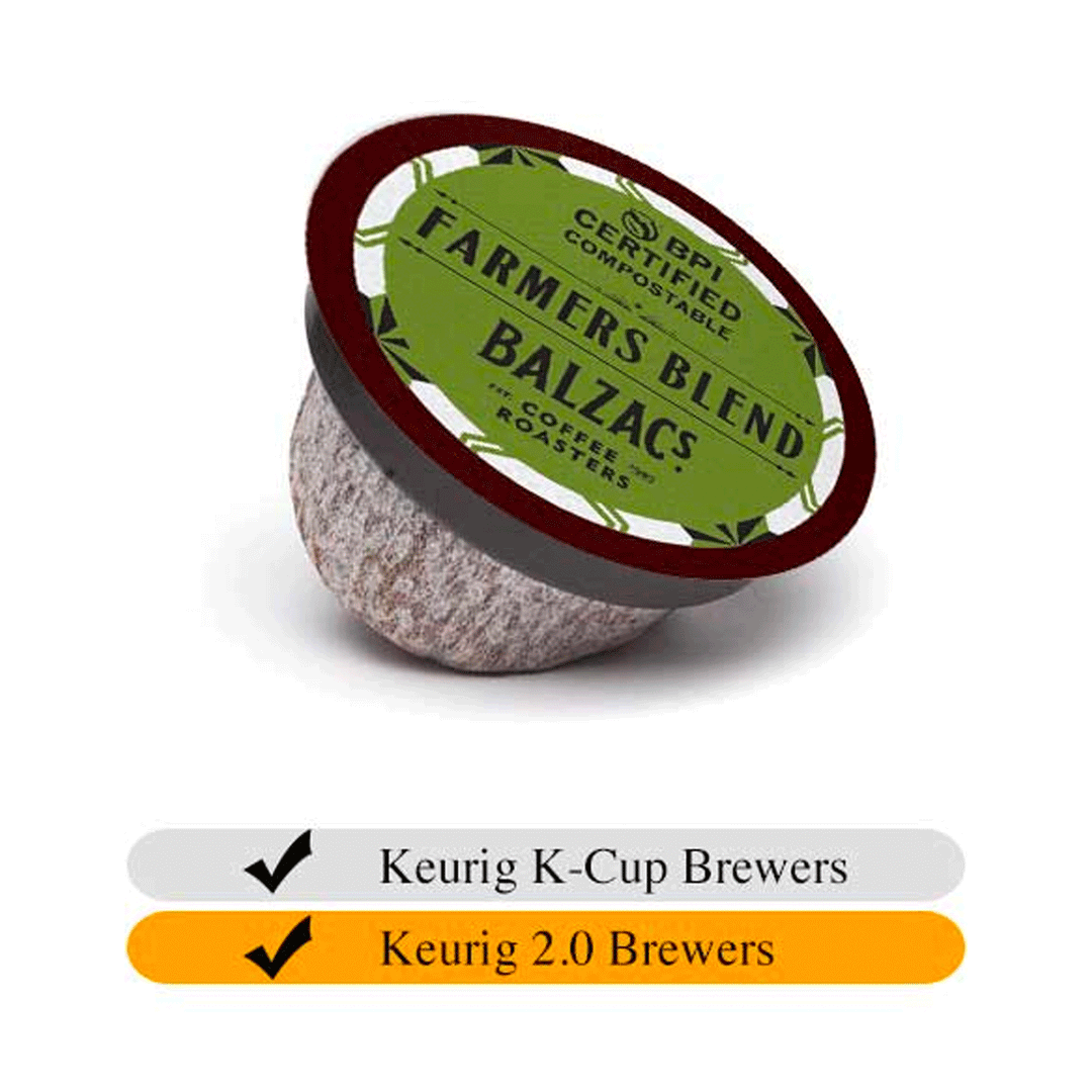 Balzac's Coffee Roasters Farmers' Blend (Fair Trade Organic) - Marble Roast, 18 Pods (100% Compostable)
