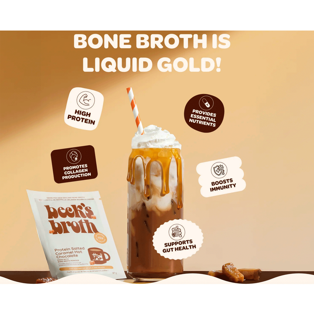 Beck's Broth Protein Salted Caramel Hot Chocolate Powder, 5x36g