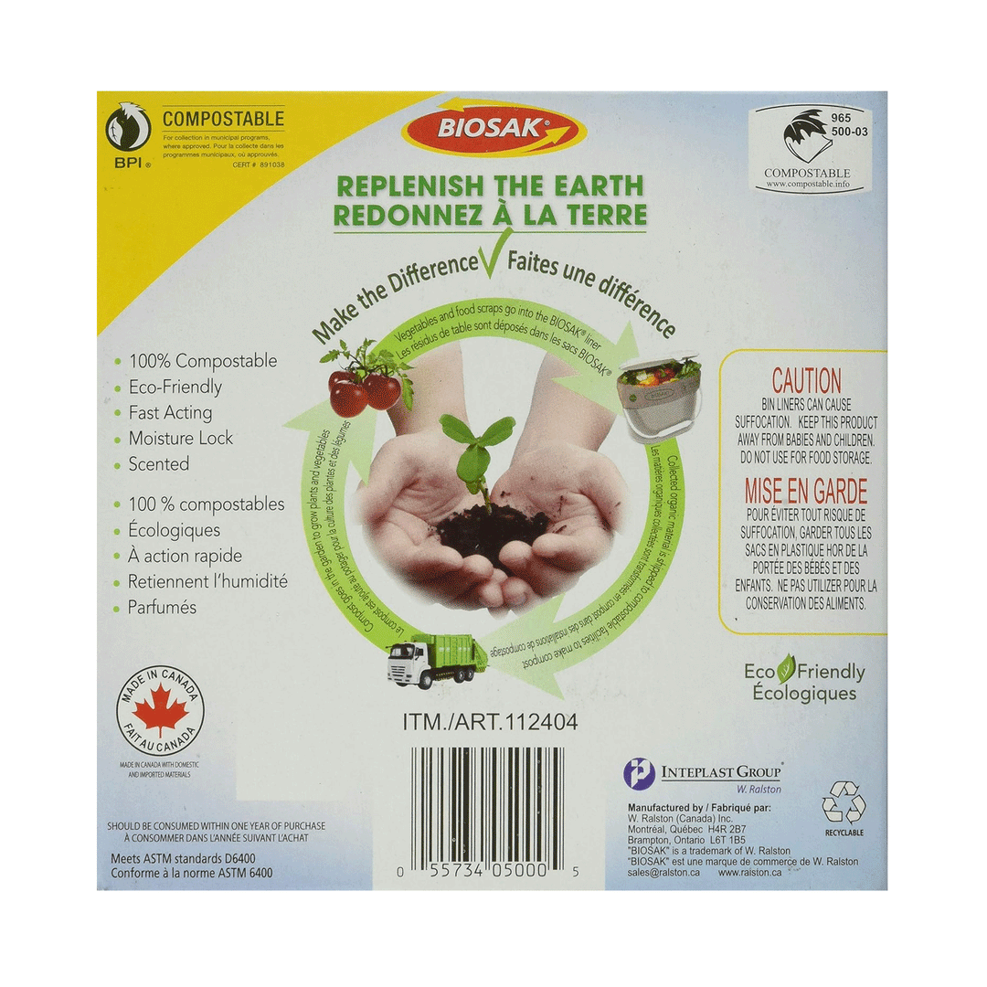 BioSak Compostable Kitchen Bin Liners, 125 Count – Rise Market