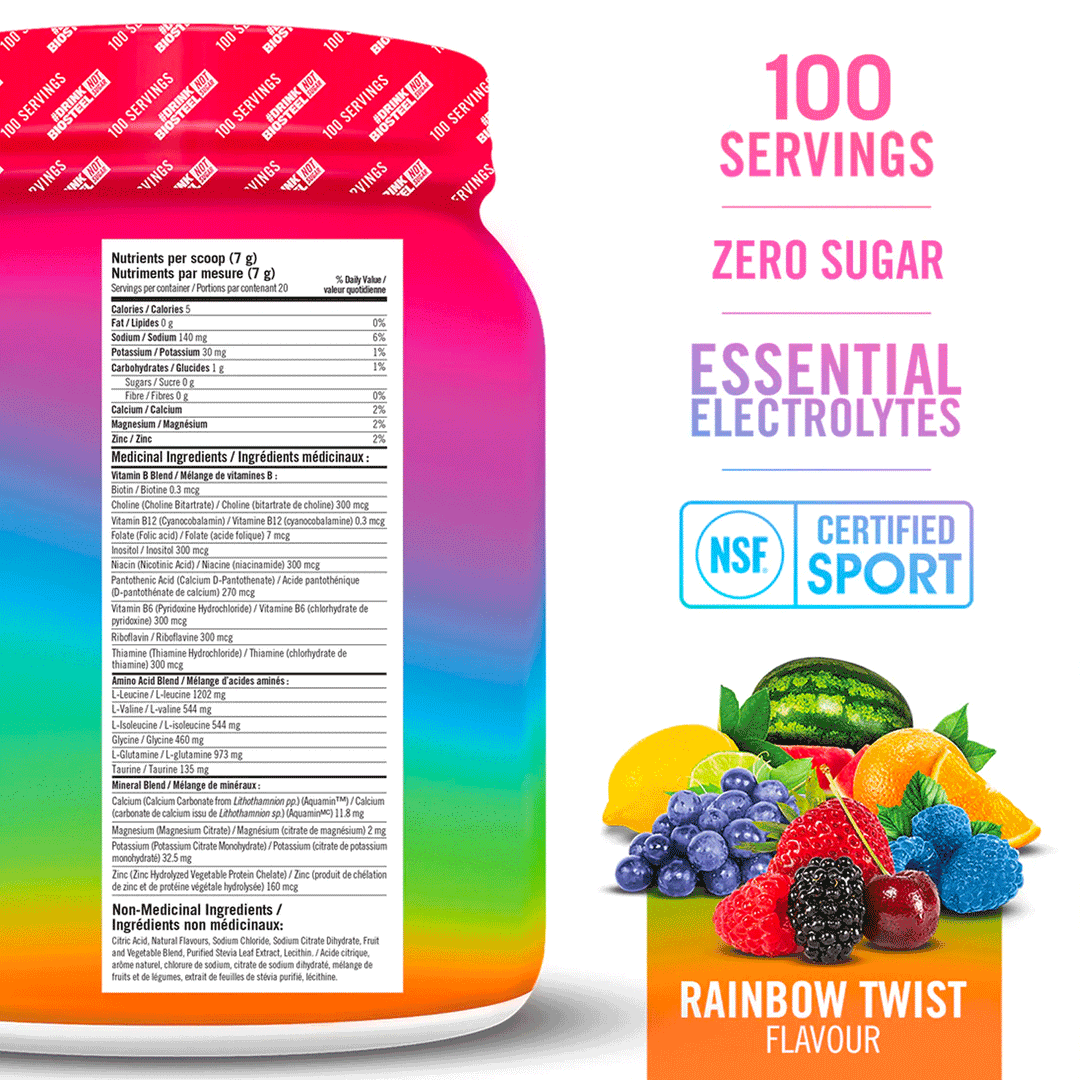 BioSteel Hydration Mix Rainbow Twist, 700g (100 Servings)