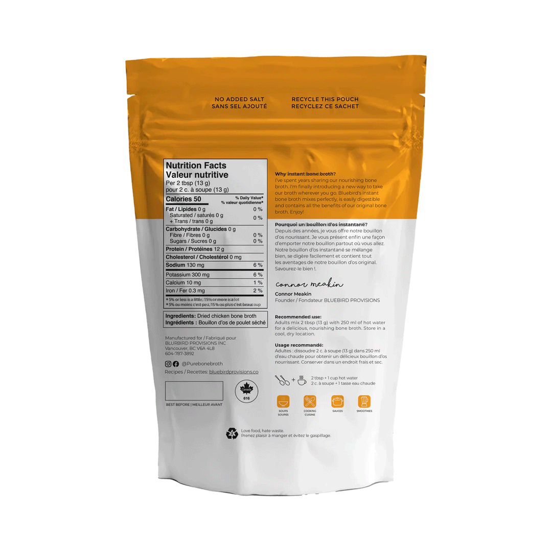 Bluebird Provisions Instant Chicken Bone Broth Powder, 200g