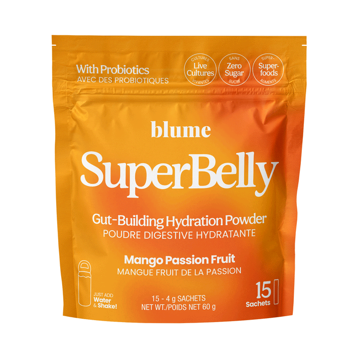 Blume SuperBelly Gut-Building Hydration Powder, Mango Passionfruit (15 Count)