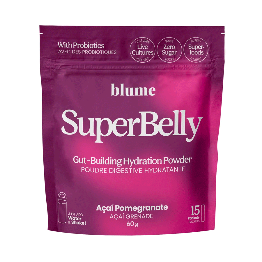 Blume SuperBelly Gut-Building Hydration Powder, Açai Pomegranate (15 Count)