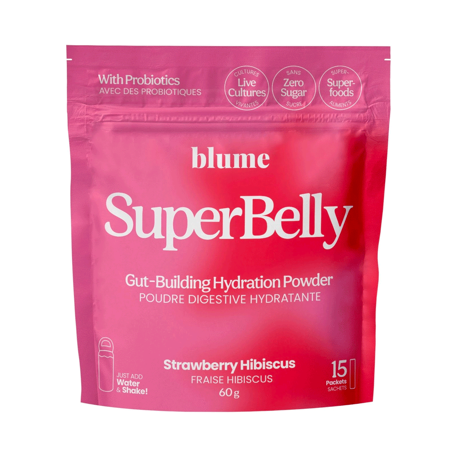 Blume SuperBelly Gut-Building Hydration Powder, Strawberry Hibiscus (15 Count)