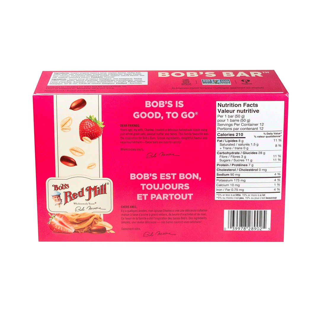 Bob's Red Mill Peanut Butter Jelly & Oats Bar, 12 Pack