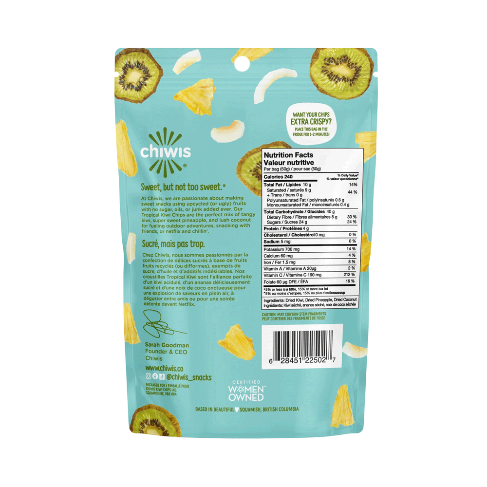 Chiwis Tropical Kiwi Chips, 50g