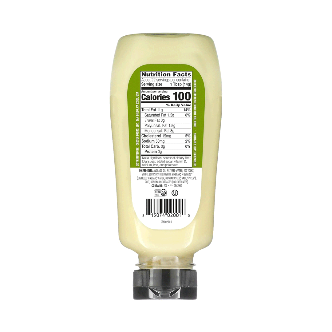 Chosen Foods Classic Organic 100% Avocado Oil Mayo - Squeeze, 332ml