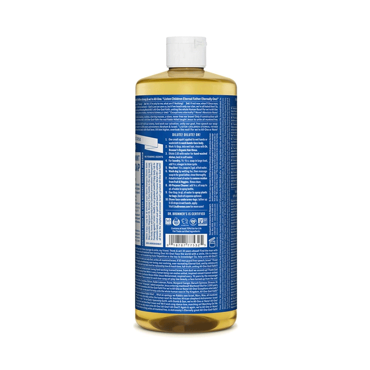 Dr. Bronner's Organic 18-In-1 Pure Castille Soap - Peppermint, 946ml