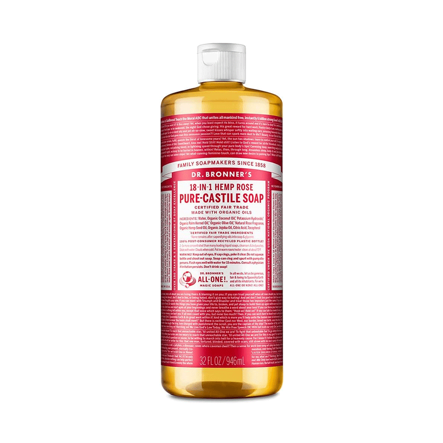 Dr. Bronner's Organic 18-In-1 Pure Castille Soap - Rose, 946ml