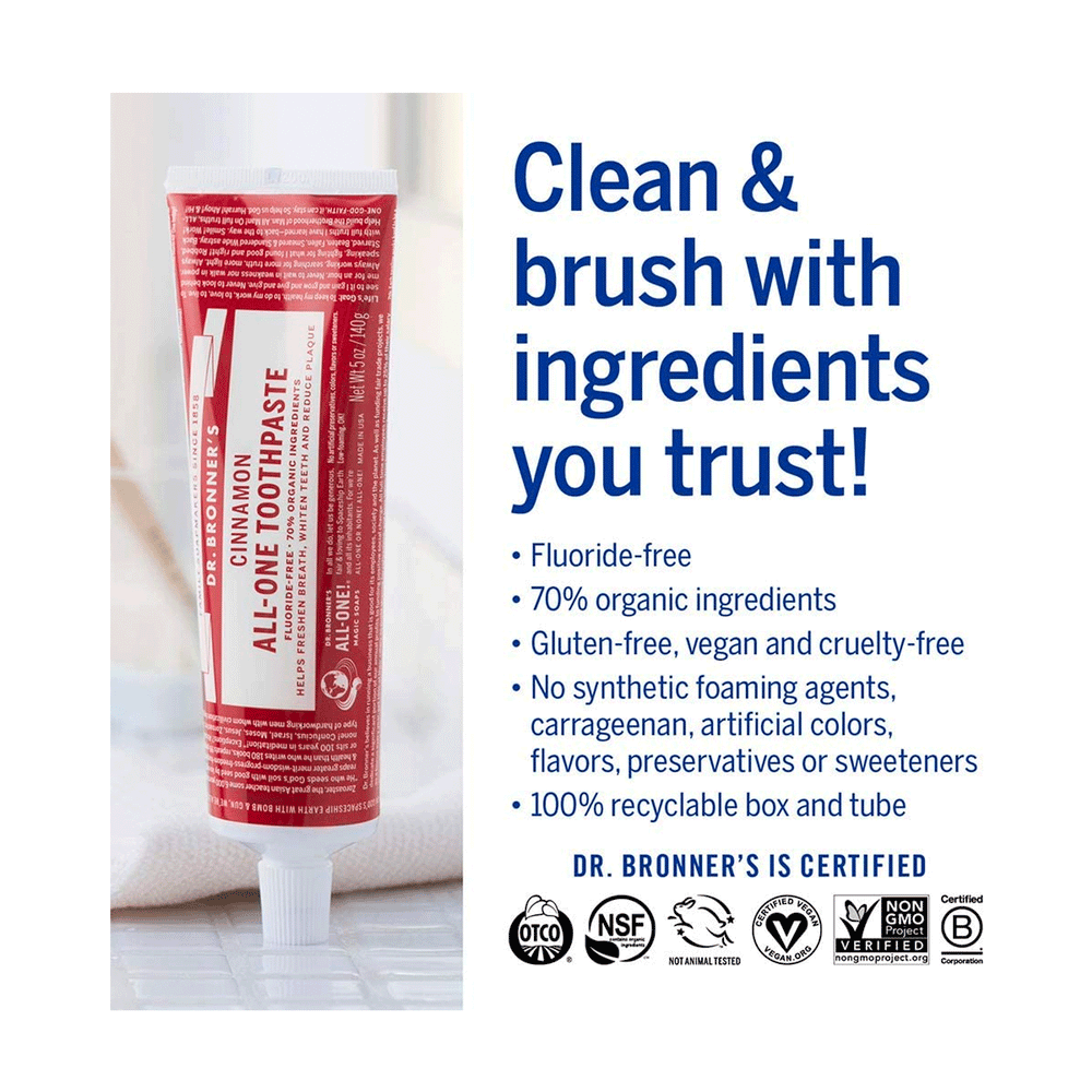 Dr. Bronner's Cinnamon All-One Toothpaste, 140g
