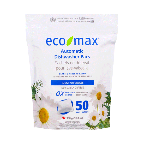 Eco-Max Fragrance Free Automatic Dishwasher Pacs (50 pacs), 900g