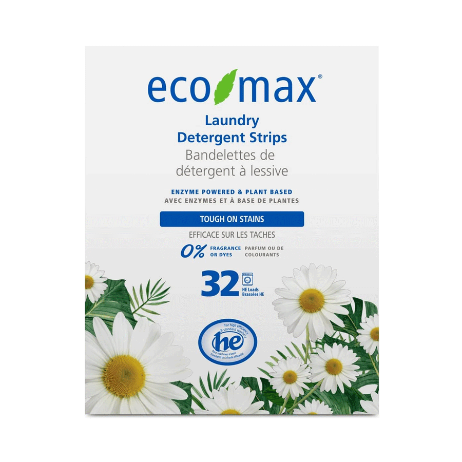 Eco-Max Laundry Detergent Strips - Fragrance Free, 32 Loads
