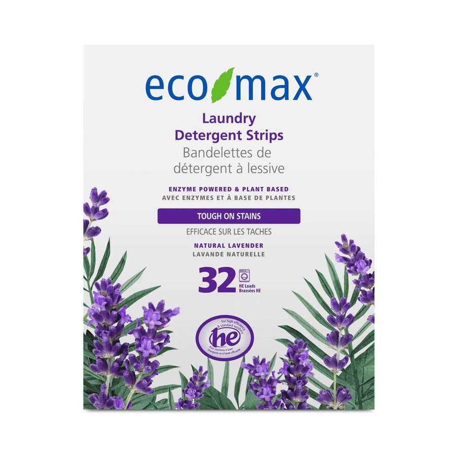 Eco-Max Laundry Detergent Strips - Lavender, 32 Loads