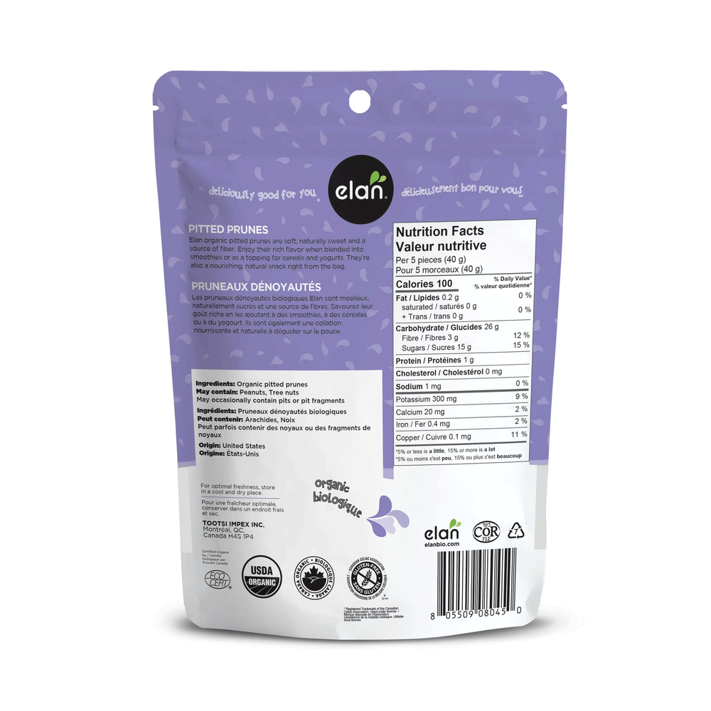 Elan Organic Pitted Prunes, 225g
