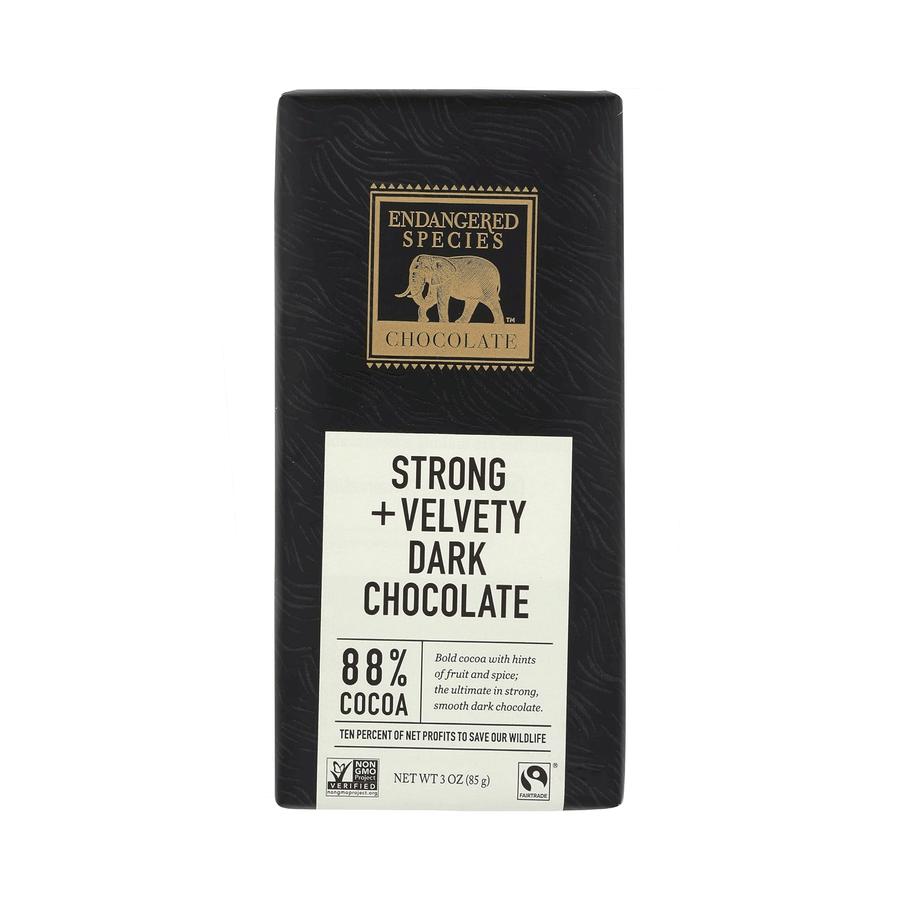 Endangered Species Strong + Velvety Dark Chocolate (88% Cocoa), 85g