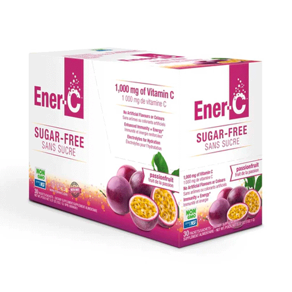 Ener-C Sugar Free Passionfruit - Multivitamin Drink Mix (1,000 MG Vitamin C) - Box of 30