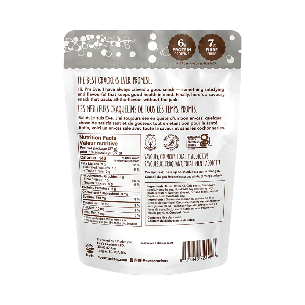 Eve's Flaxseed Crackers - Cracked Pepper, 108g