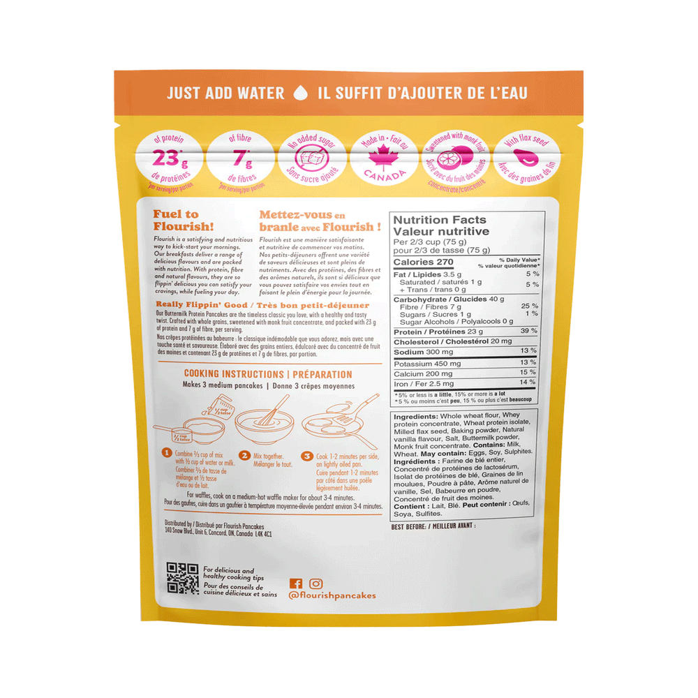 Flourish Buttermilk Protein Pancake & Waffle Mix, 1kg