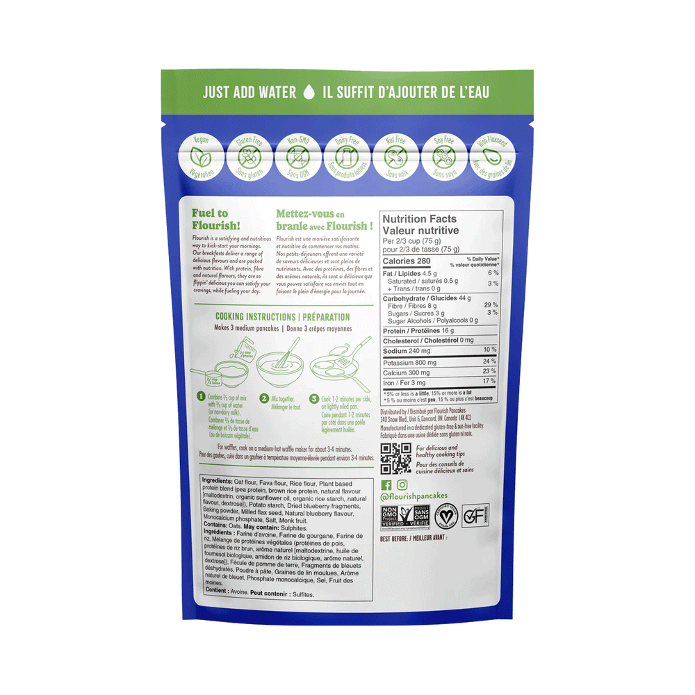 Flourish Plant-Based Blueberry Protein Pancake Mix, 430g