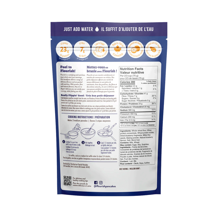 Flourish Plant-Based Blueberry Protein Pancake Mix, 430g