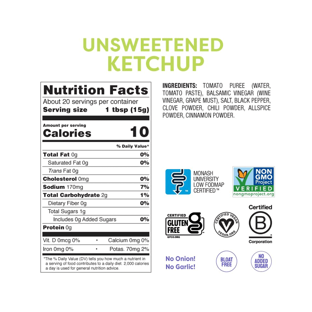 Fody Unsweetened Ketchup, 296ml