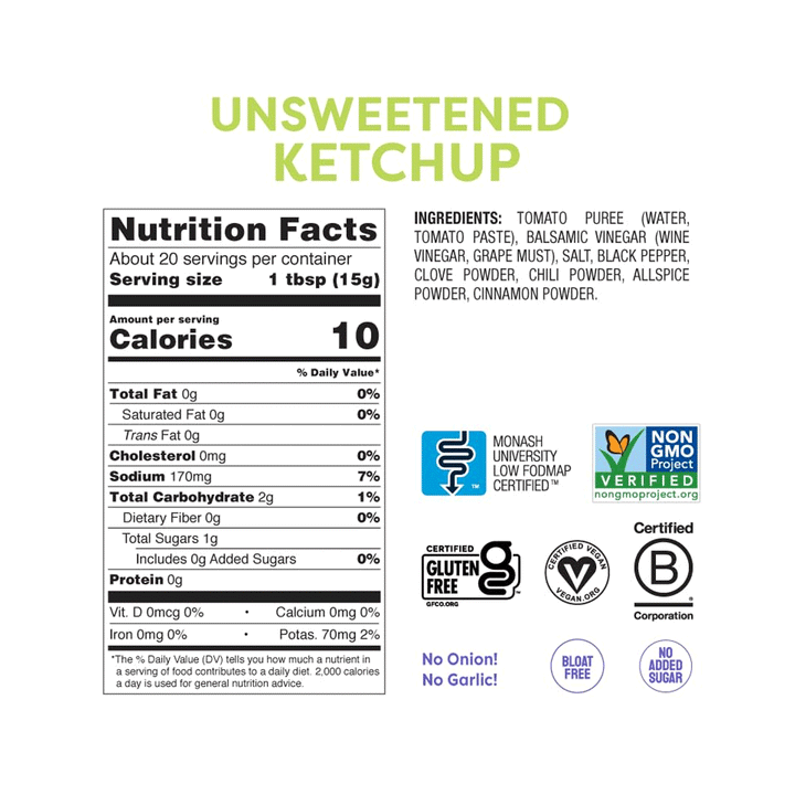 Fody Unsweetened Ketchup, 296ml