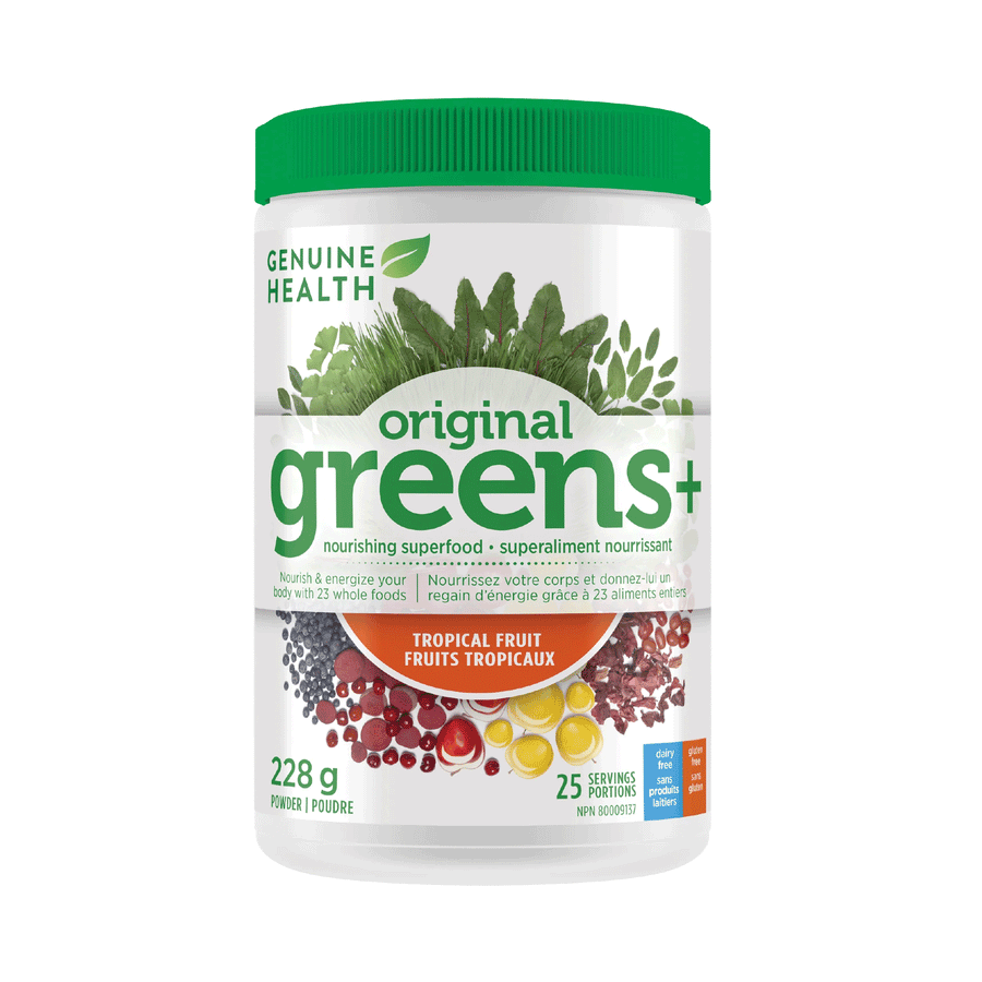 Genuine Health Greens+ Original, Tropical Fruit, Superfood Powder, 208g Tub, 25 Servings