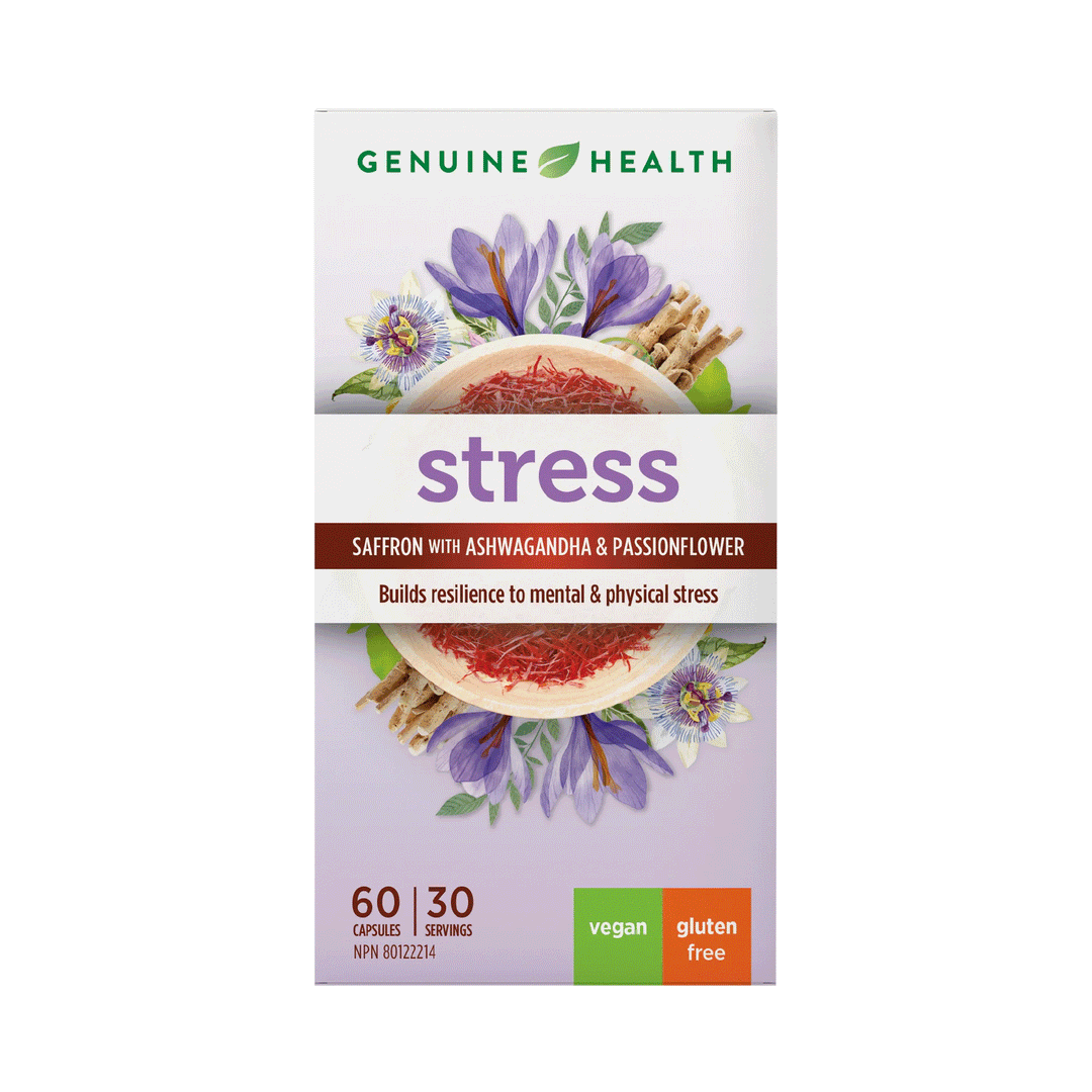 Genuine Health Saffron With Ashwagandha & Passionflower - Stress, 60 Capsules