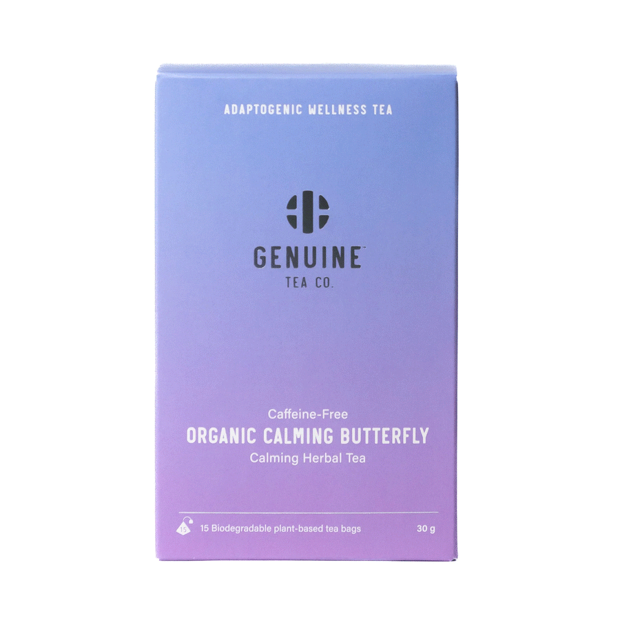 Genuine Tea Organic Calming Butterfly Adaptogenic Wellness Pyramid Tea, 15 Bags