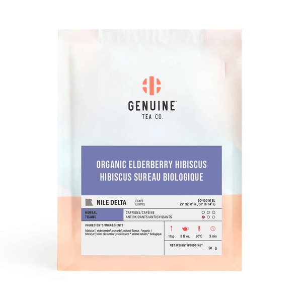 Genuine Tea Organic Elderberry Hibiscus - Herbal Tea, 50g