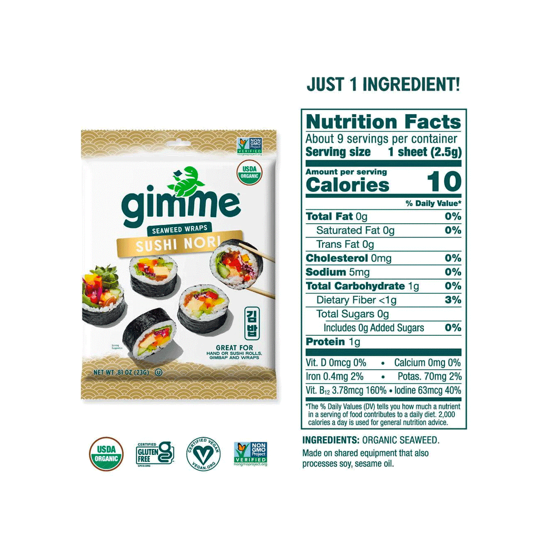 GimMe Organic Sushi Nori Sheets, 23g