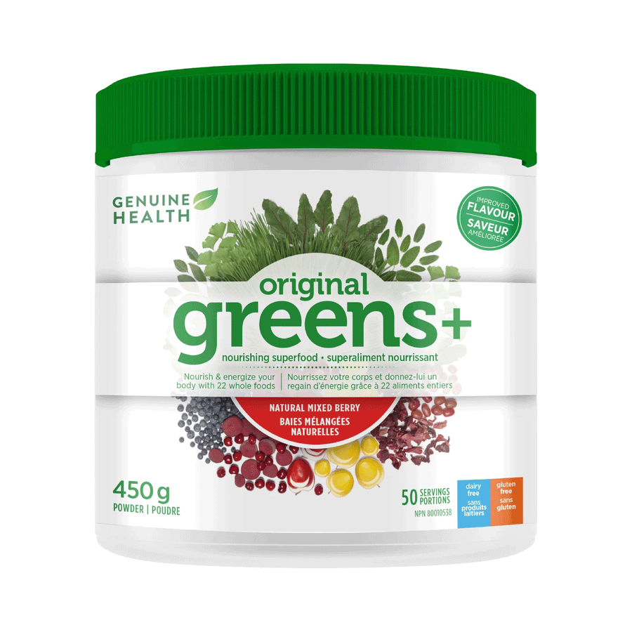 Genuine Health Greens+ Original, Mixed Berry, Superfood Powder, 450g Tub, 50 Servings