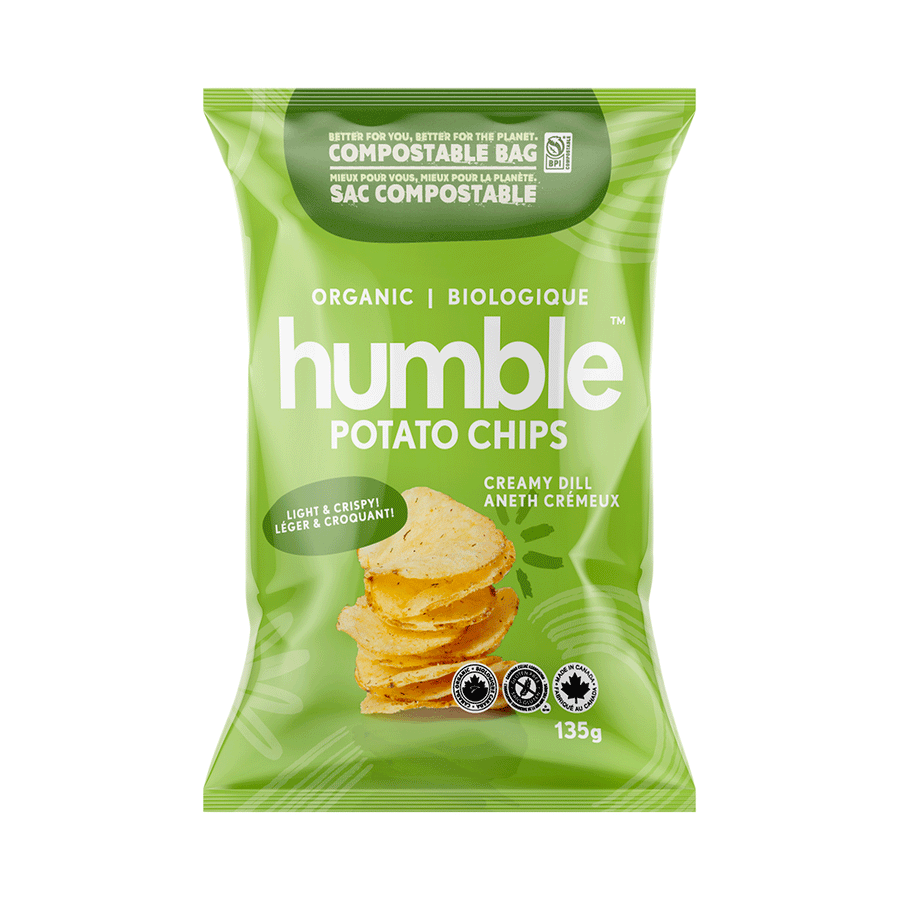 Humble Organic Light & Crispy Potato Chips - Creamy Dill, 135g
