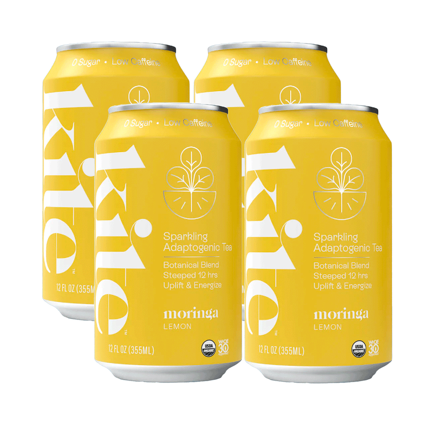 Kite - RISE - Moringa Lemon Sparkling Adaptogenic Tea, 4x355ml