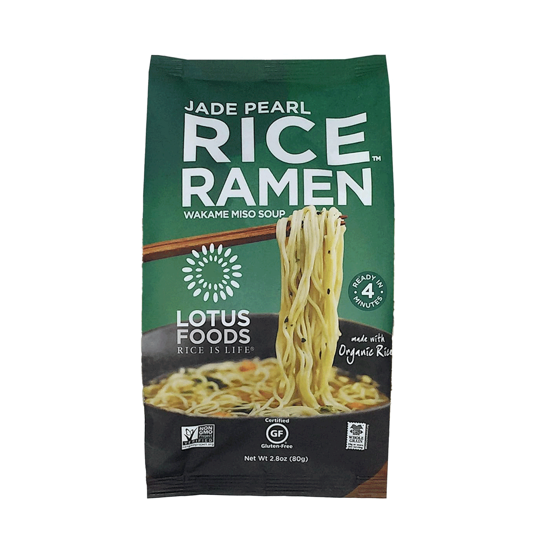 Lotus Foods Jade Pearl Rice Ramen With Wakame Miso Soup, 10x80g