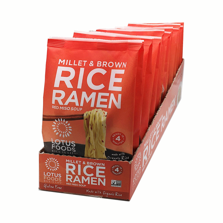 Lotus Foods Millet & Brown Rice Ramen With Red Miso Soup, 10X80g