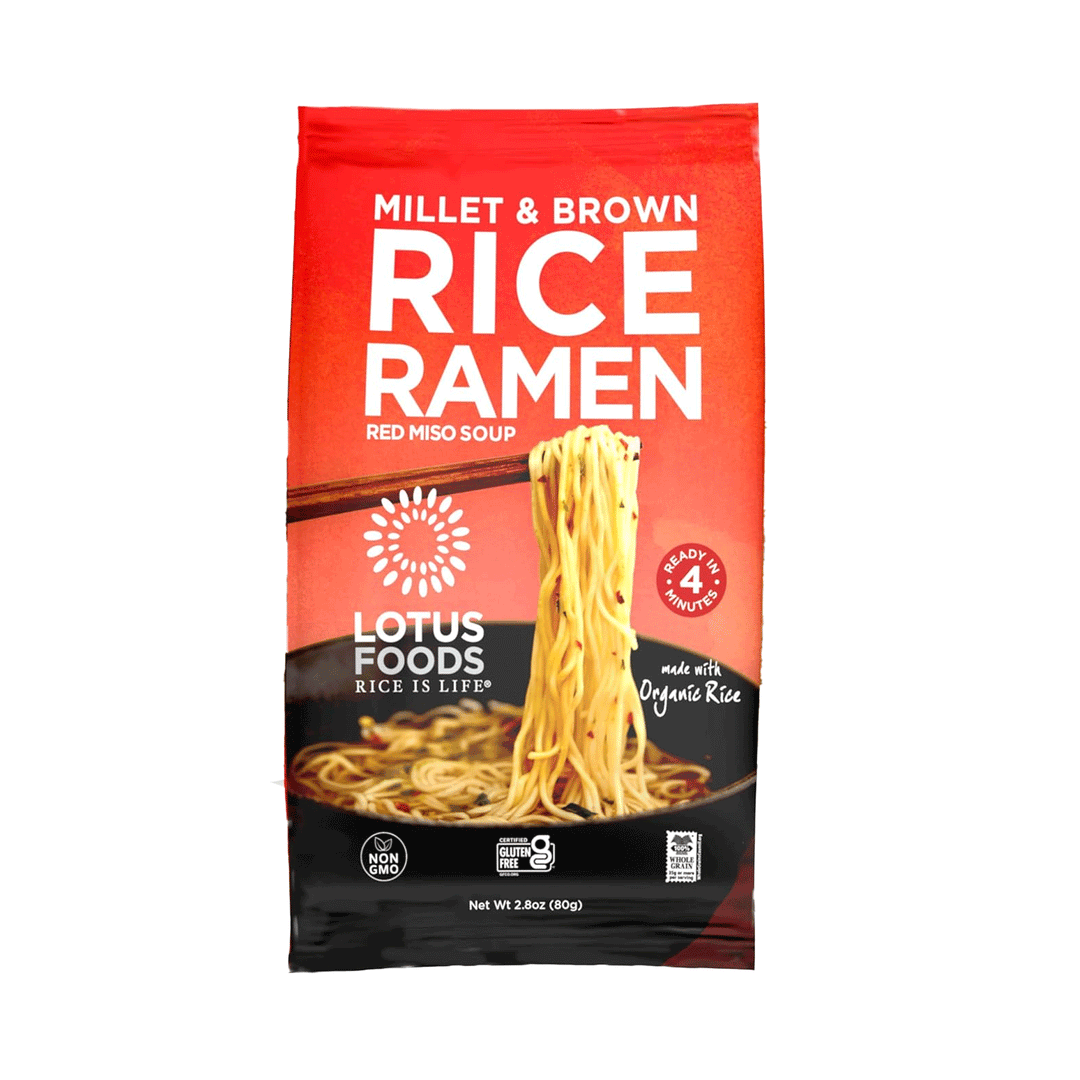 Lotus Foods Millet & Brown Rice Ramen With Red Miso Soup, 10X80g