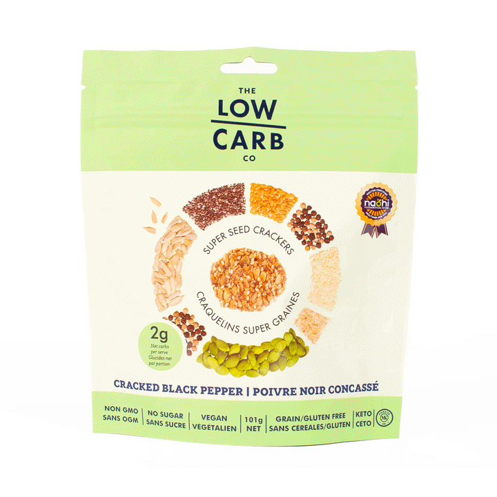 The Low Carb Co Artisan Super Seed Keto Crackers - Cracked Black Pepper, 101g