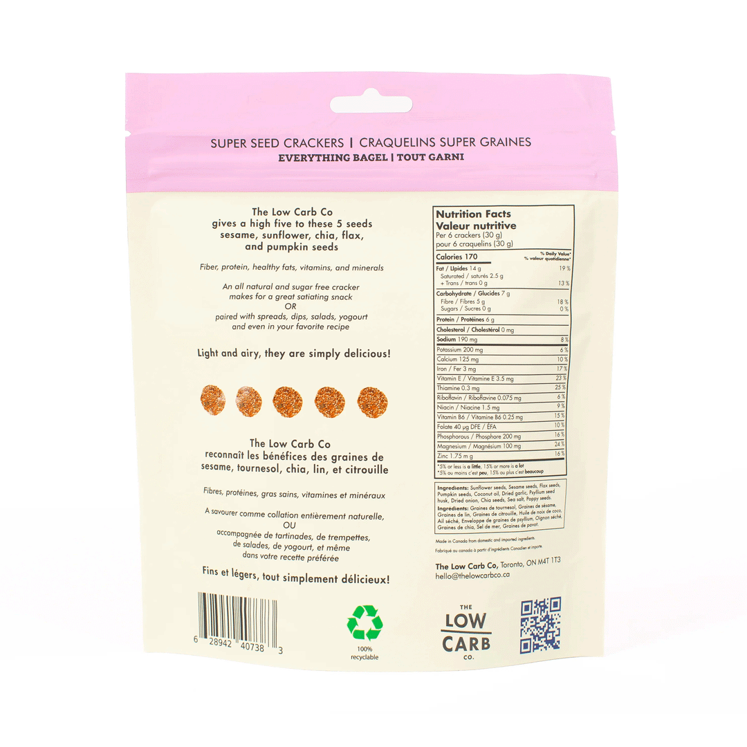 The Low Carb Co Artisan Super Seed Keto Crackers - Everything Bagel, 101g