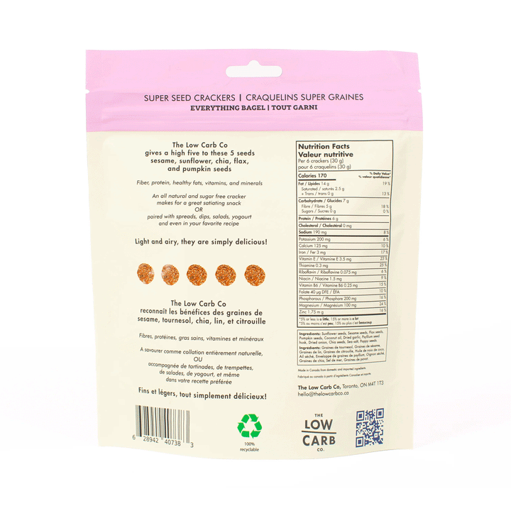 The Low Carb Co Artisan Super Seed Keto Crackers - Everything Bagel, 101g