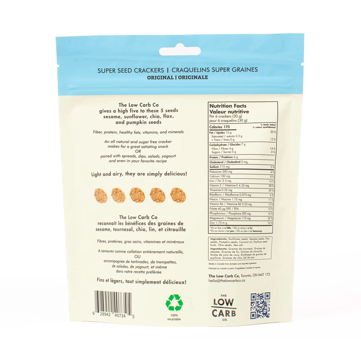 The Low Carb Co Artisan Super Seed Keto Crackers - Original, 101g